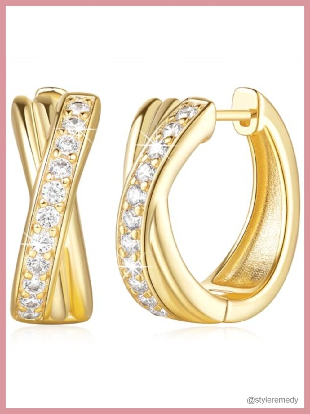 14K Gold Huggie Hoop Earrings Hinged Snap Back 17mm